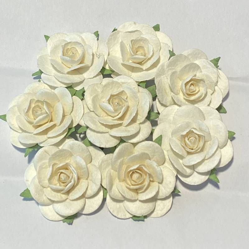 Roser 3,5 cm, hvit og beige