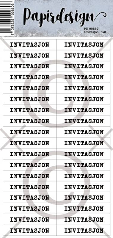 Invitasjon 6, hvit (6 klistremerker)